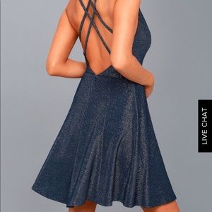 Lulus silver and navy skater dress